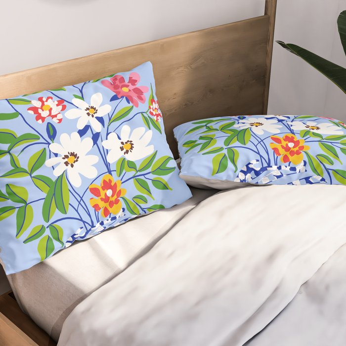 The Floopy Planter, Abstract Flower Pot Illustration, Pop Bohemian Eclectic Botanical, Flower Colorful Blossom Pillow Sham Gallery Image 2