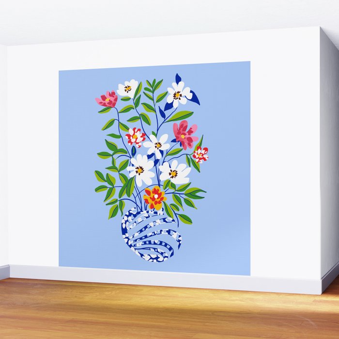 The Floopy Planter, Abstract Flower Pot Illustration, Pop Bohemian Eclectic Botanical, Flower Colorful Blossom Wall Mural Gallery Image 2