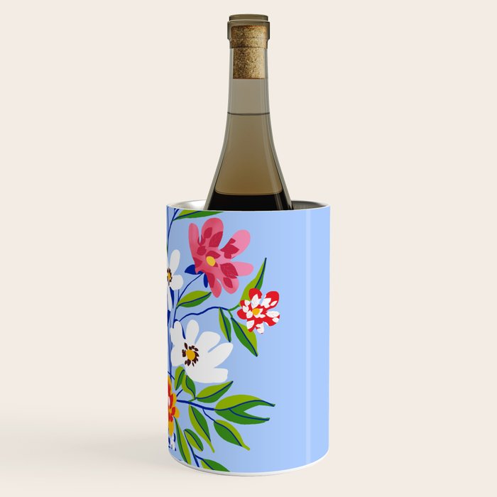 The Floopy Planter, Abstract Flower Pot Illustration, Pop Bohemian Eclectic Botanical, Flower Colorful Blossom Wine Chiller Gallery Image 3