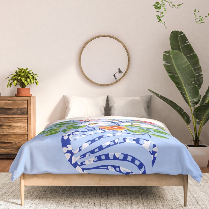 The Floopy Planter, Abstract Flower Pot Illustration, Pop Bohemian Eclectic Botanical, Flower Colorful Blossom Comforter Gallery Image 3
