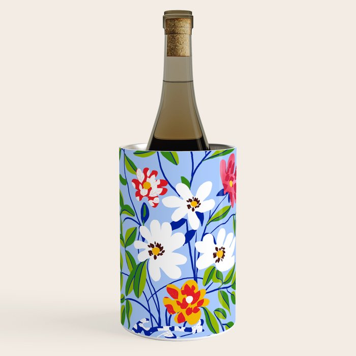 The Floopy Planter, Abstract Flower Pot Illustration, Pop Bohemian Eclectic Botanical, Flower Colorful Blossom Wine Chiller Gallery Image 1