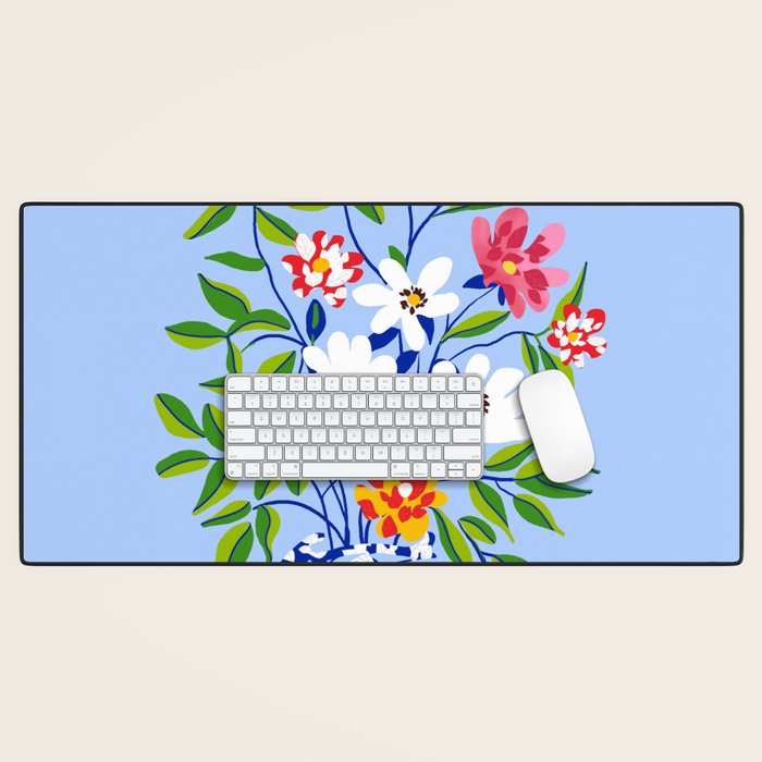 The Floopy Planter, Abstract Flower Pot Illustration, Pop Bohemian Eclectic Botanical, Flower Colorful Blossom Desk Mat Gallery Image 1