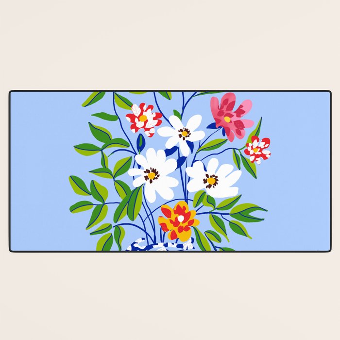 The Floopy Planter, Abstract Flower Pot Illustration, Pop Bohemian Eclectic Botanical, Flower Colorful Blossom Desk Mat Gallery Image 3