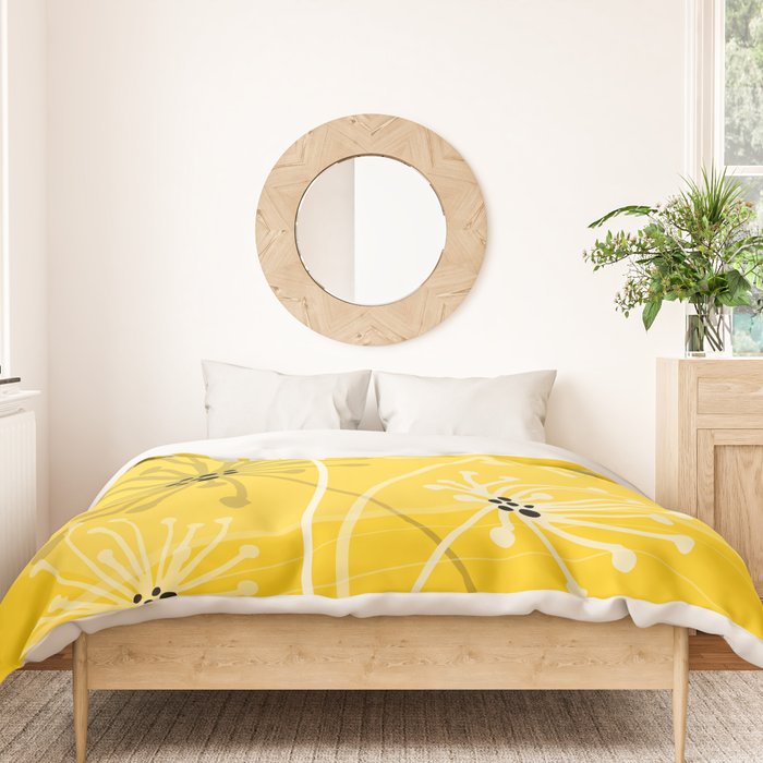 Yellow Queen Anne's Lace Illustration Duvet Cover Gallery Image 3