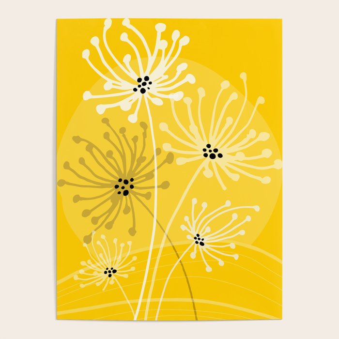 Yellow Queen Anne's Lace Illustration Poster Gallery Image 1