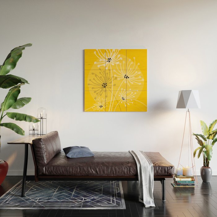 Yellow Queen Anne's Lace Illustration Wood Wall Art Gallery Image 2