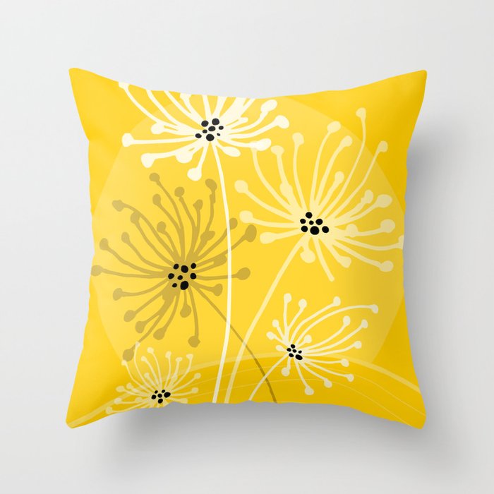 Yellow Queen Anne's Lace Illustration Throw Pillow Gallery Image 6