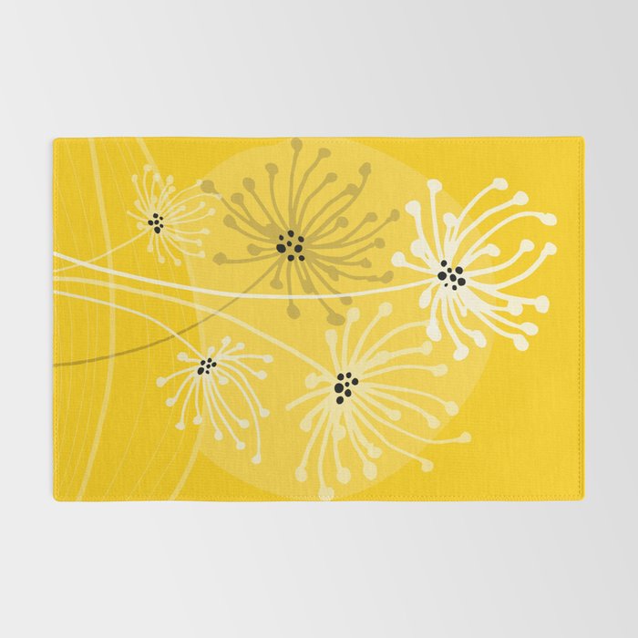 Yellow Queen Anne's Lace Illustration Rug Gallery Image 2