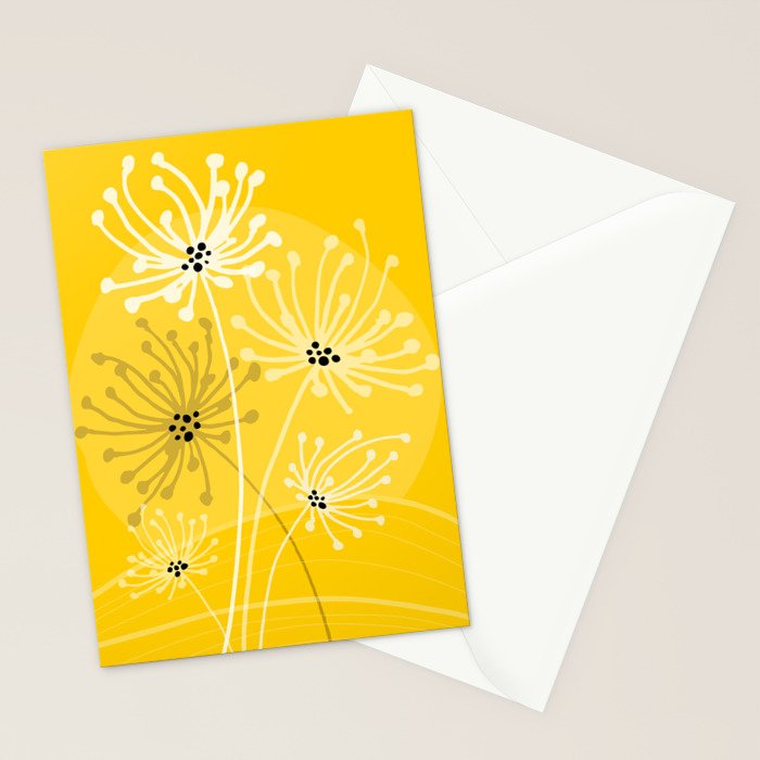Yellow Queen Anne's Lace Illustration Stationery Card Gallery Image 2