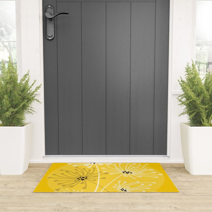 Yellow Queen Anne's Lace Illustration Welcome Mat Gallery Image 3