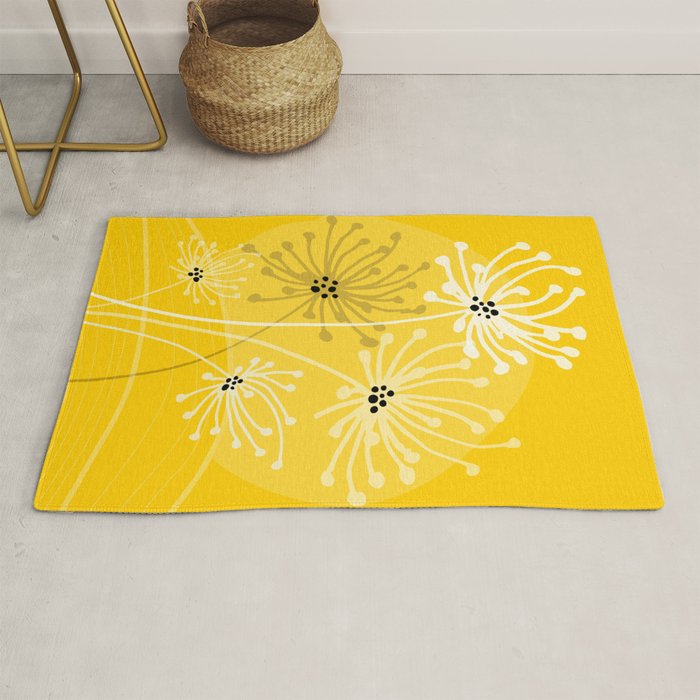 Yellow Queen Anne's Lace Illustration Rug Gallery Image 1