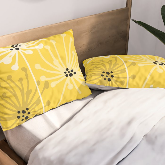 Yellow Queen Anne's Lace Illustration Pillow Sham Gallery Image 2