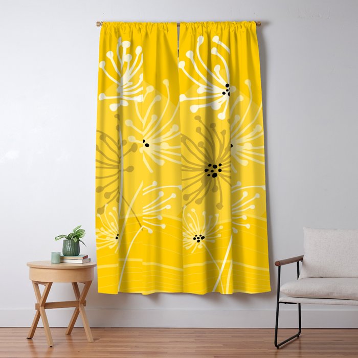 Yellow Queen Anne's Lace Illustration Window Curtain Gallery Image 5