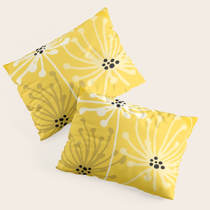 Yellow Queen Anne's Lace Illustration Pillow Sham Gallery Image 3