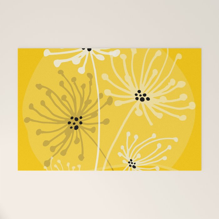 Yellow Queen Anne's Lace Illustration Welcome Mat Gallery Image 1