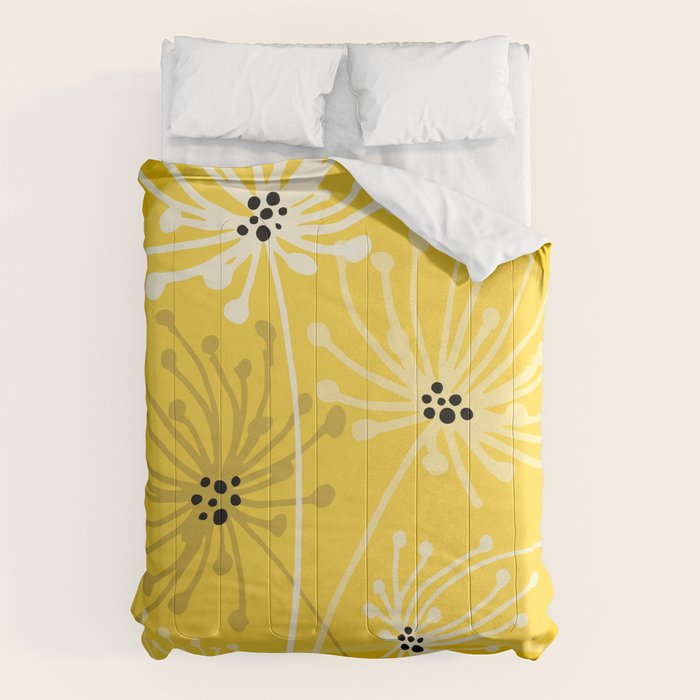Yellow Queen Anne's Lace Illustration Comforter Gallery Image 6