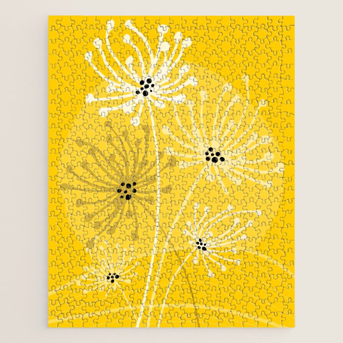 Yellow Queen Anne's Lace Illustration Jigsaw Puzzle Gallery Image 1