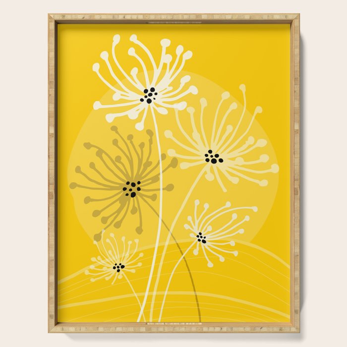 Yellow Queen Anne's Lace Illustration Serving Tray Gallery Image 1