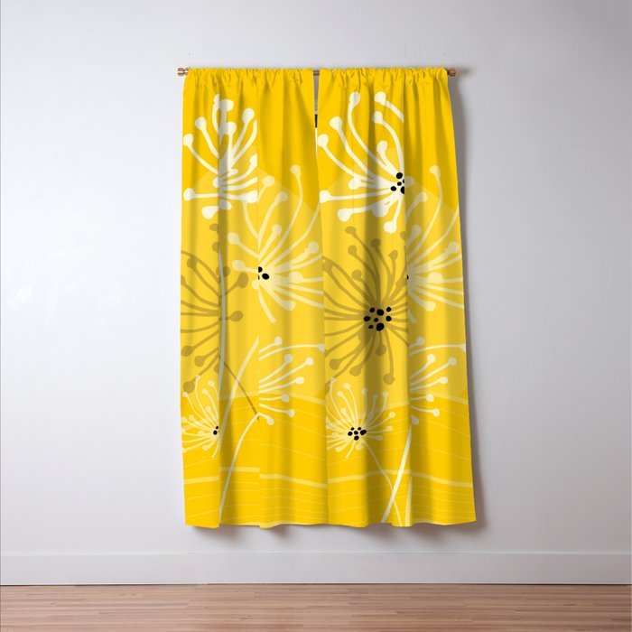 Yellow Queen Anne's Lace Illustration Window Curtain Gallery Image 3