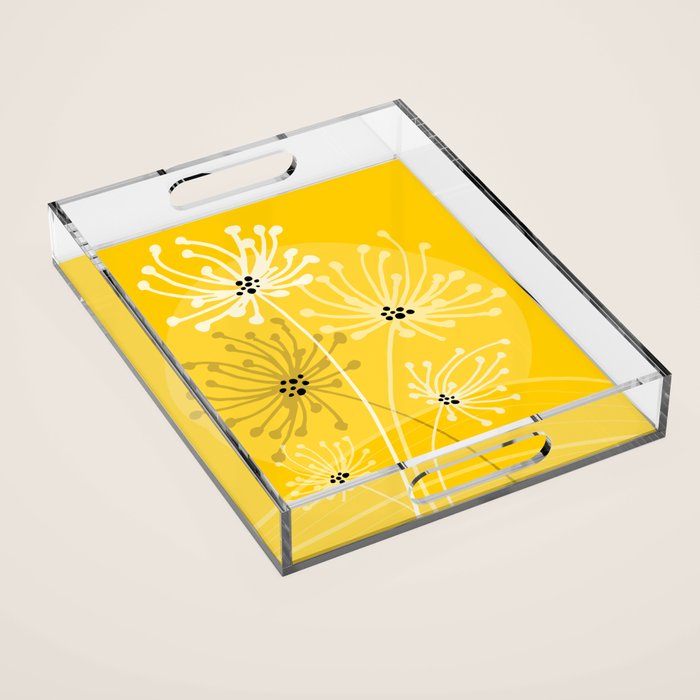 Yellow Queen Anne's Lace Illustration Acrylic Tray Gallery Image 1