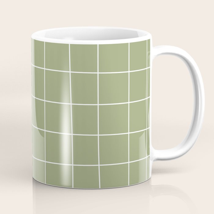 Hand Drawn Grid Green Coffee Mug Gallery Image 1