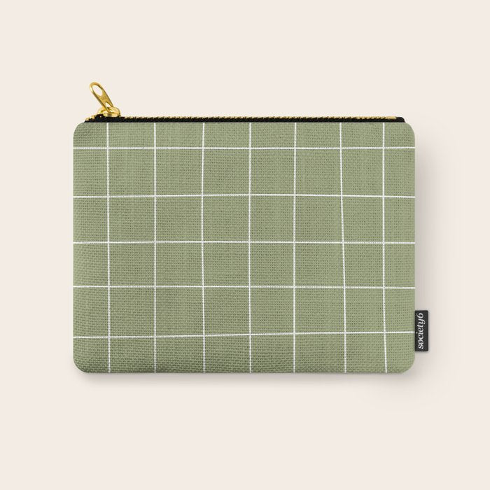 Hand Drawn Grid Green Carry All Pouch Gallery Image 1