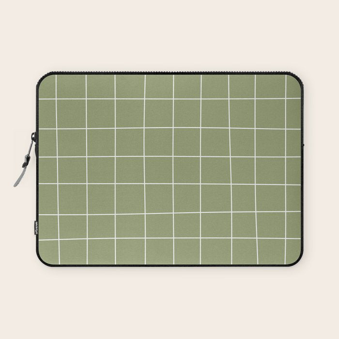 Hand Drawn Grid Green Laptop Sleeve Gallery Image 1
