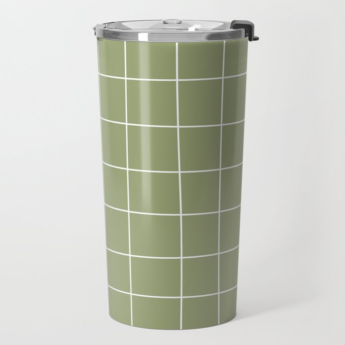 Hand Drawn Grid Green Travel Mug Gallery Image 2