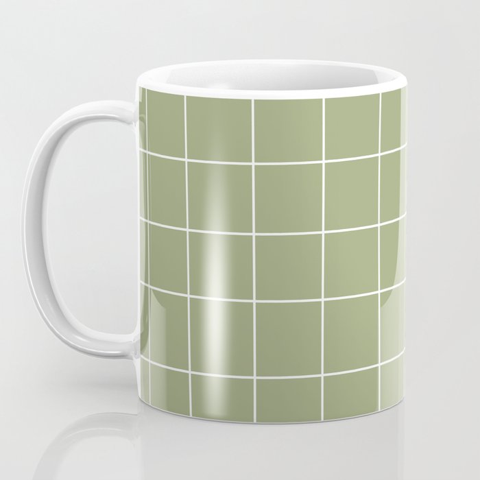 Hand Drawn Grid Green Coffee Mug Gallery Image 3