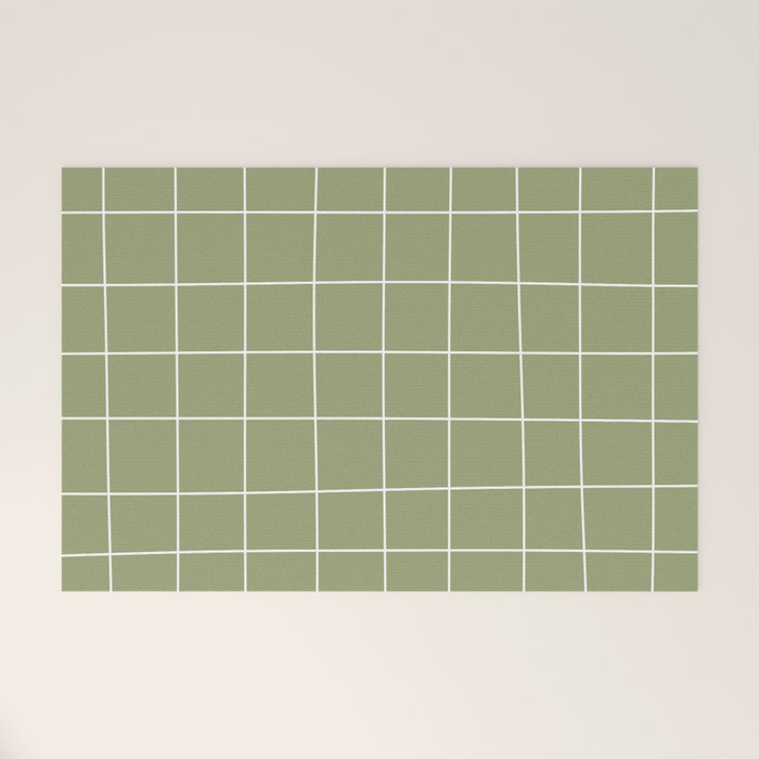Hand Drawn Grid Green Welcome Mat Gallery Image 1