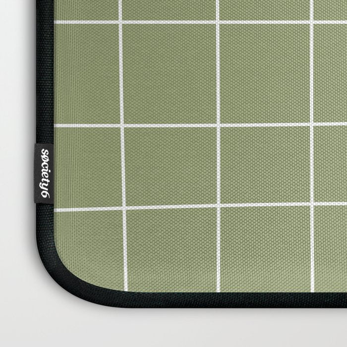 Hand Drawn Grid Green Laptop Sleeve Gallery Image 3