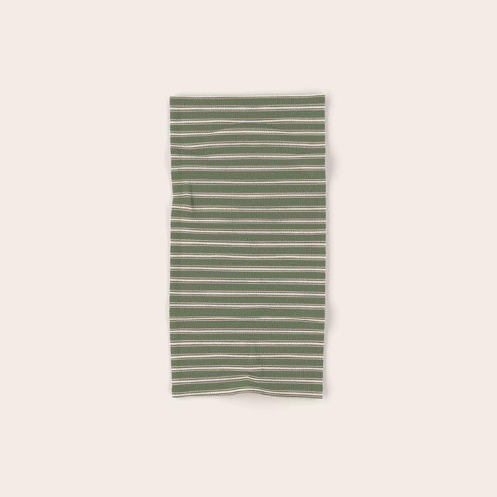 Triple Stripe Pattern Muted Green, Cream, Pink Bath Towel Gallery Image 1