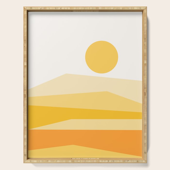 Abstract Landscape 09 Yellow Serving Tray Gallery Image 1