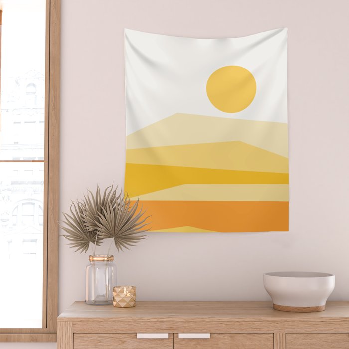 Abstract Landscape 09 Yellow Wall Tapestry Gallery Image 2
