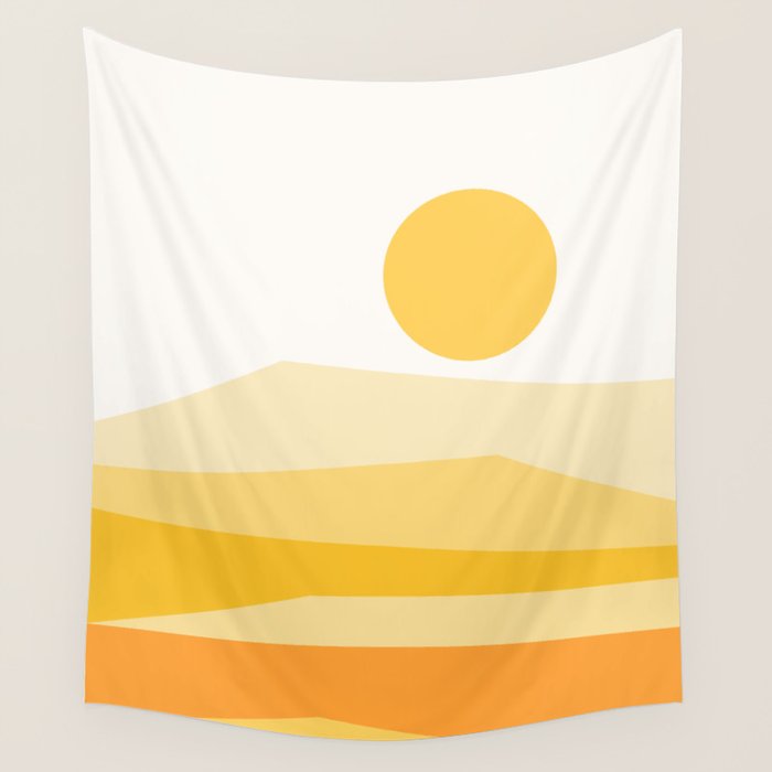 Abstract Landscape 09 Yellow Wall Tapestry Gallery Image 1