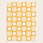 Retro Daisy Flower Checker in Yellow Poster Gallery Image 4
