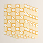 Retro Daisy Flower Checker in Yellow Wrapping Paper Gallery Image 3