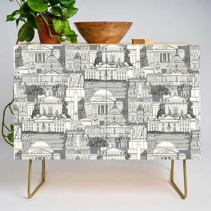 Washington DC toile gray Credenza Gallery Image 1