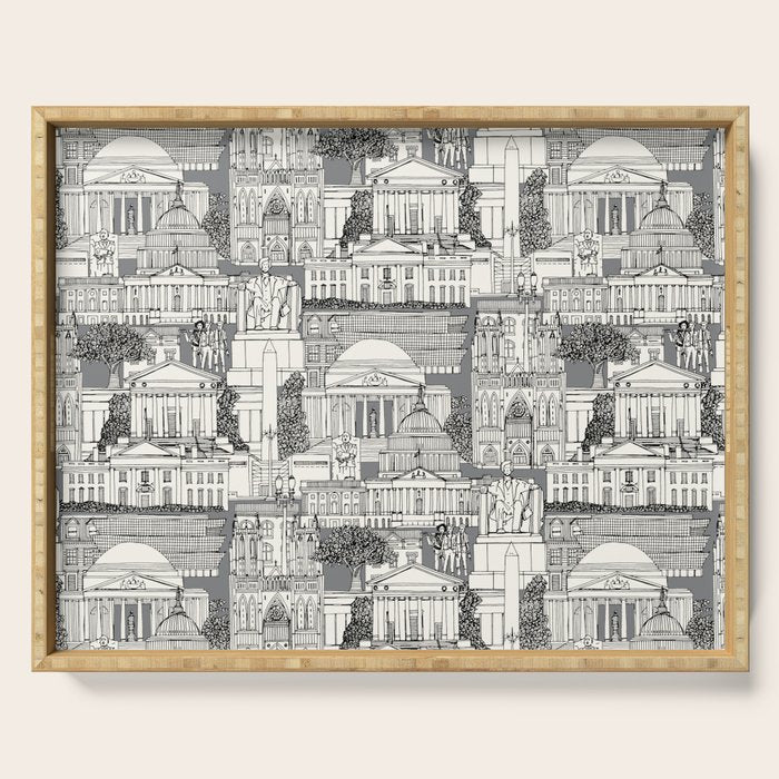 Washington DC toile gray Serving Tray Gallery Image 1