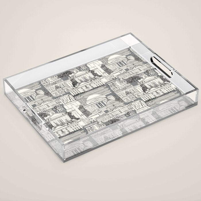 Washington DC toile gray Acrylic Tray Gallery Image 1