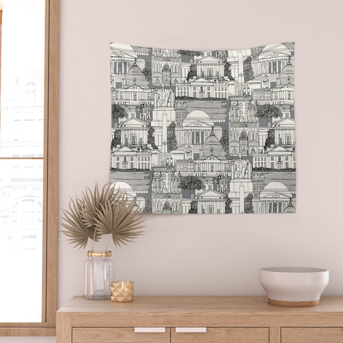 Washington DC toile gray Wall Tapestry Gallery Image 2