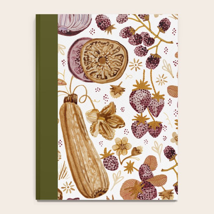Garden Vegetables & Fresh Fruit in Ochre & Burgundy Notebook Gallery Image 4