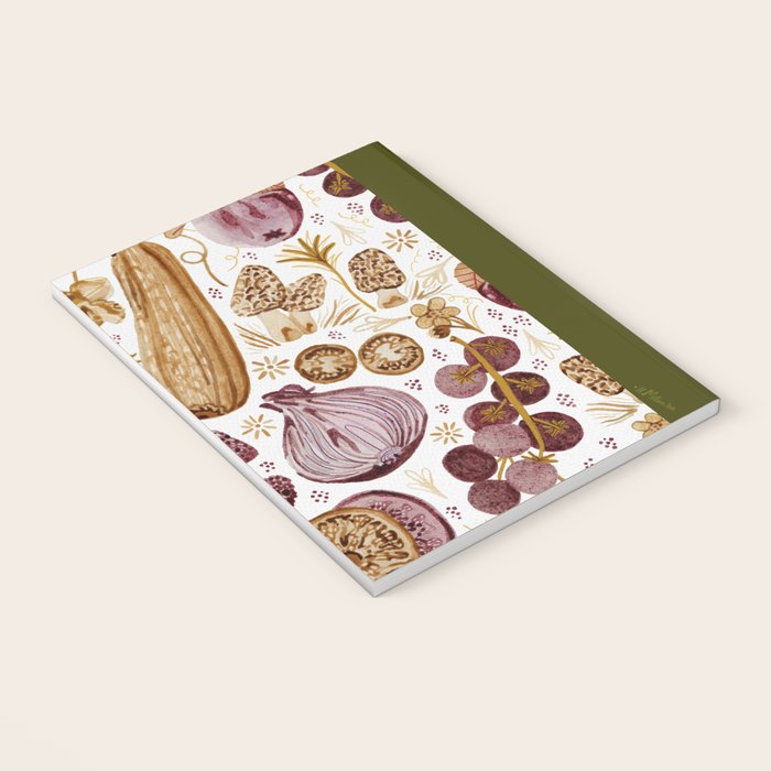 Garden Vegetables & Fresh Fruit in Ochre & Burgundy Notebook Gallery Image 3