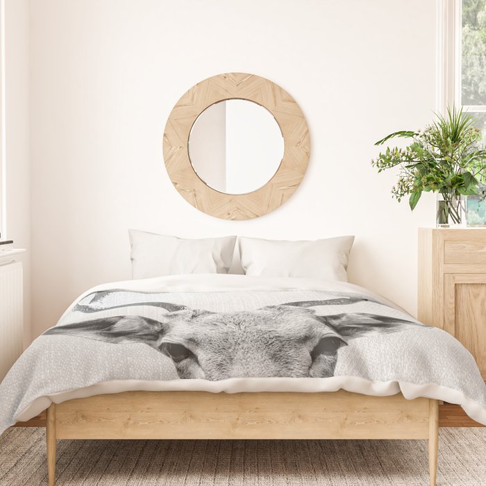 Deer - Black & White Duvet Cover Gallery Image 3