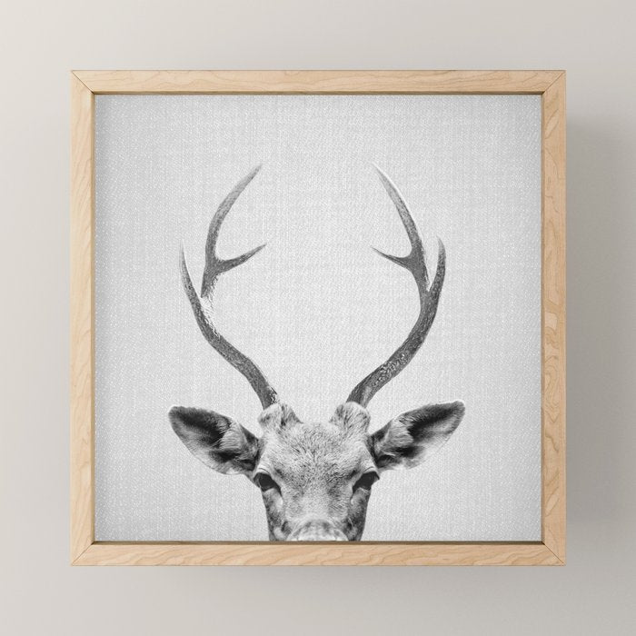 Deer - Black & White Mini Art Print Gallery Image 1
