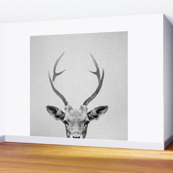 Deer - Black & White Wall Mural Gallery Image 2