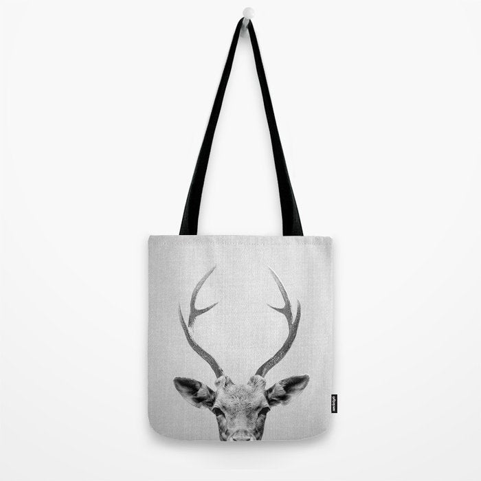 Deer - Black & White Tote Bag Gallery Image 2