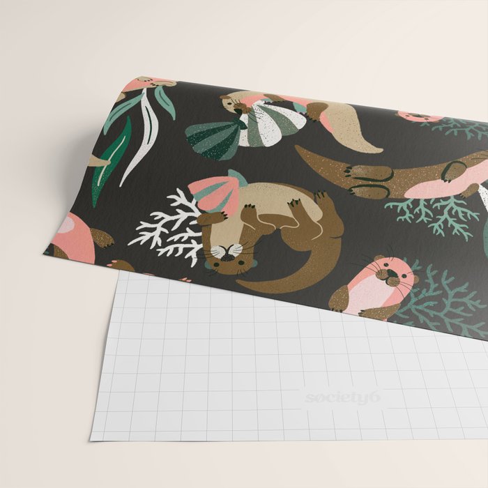 Otter Collection - Charcoal Wrapping Paper Gallery Image 2