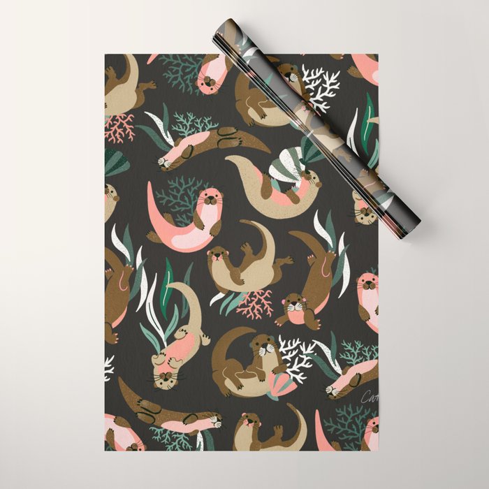 Otter Collection - Charcoal Wrapping Paper Gallery Image 1