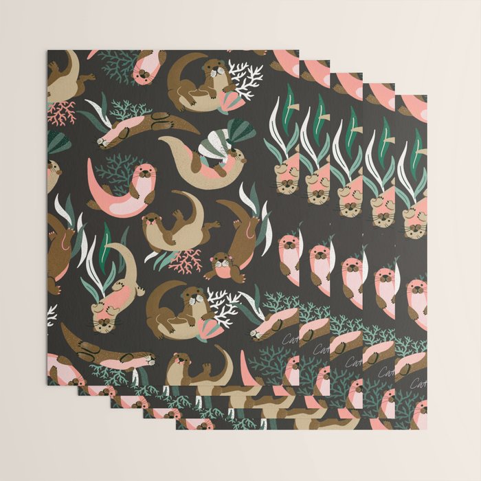 Otter Collection - Charcoal Wrapping Paper Gallery Image 3